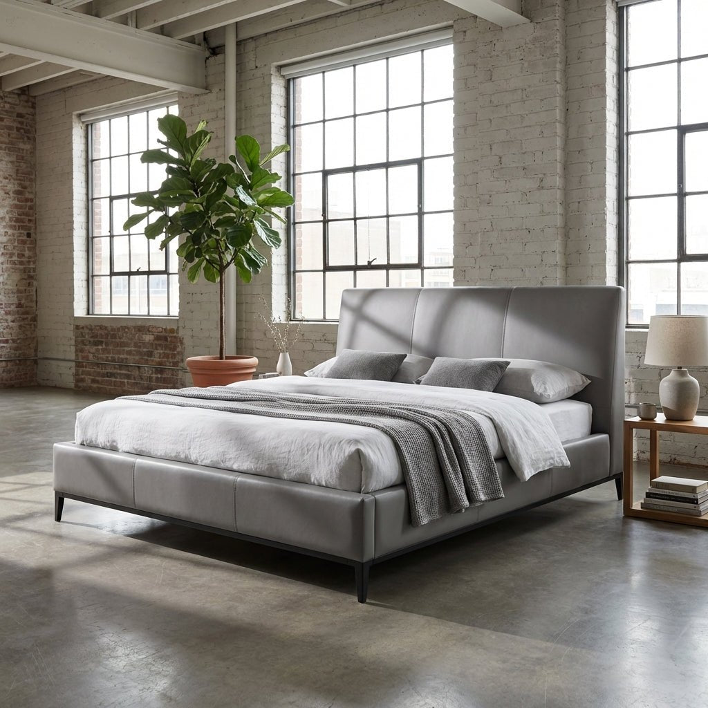Melbourne Grey Leather Bed