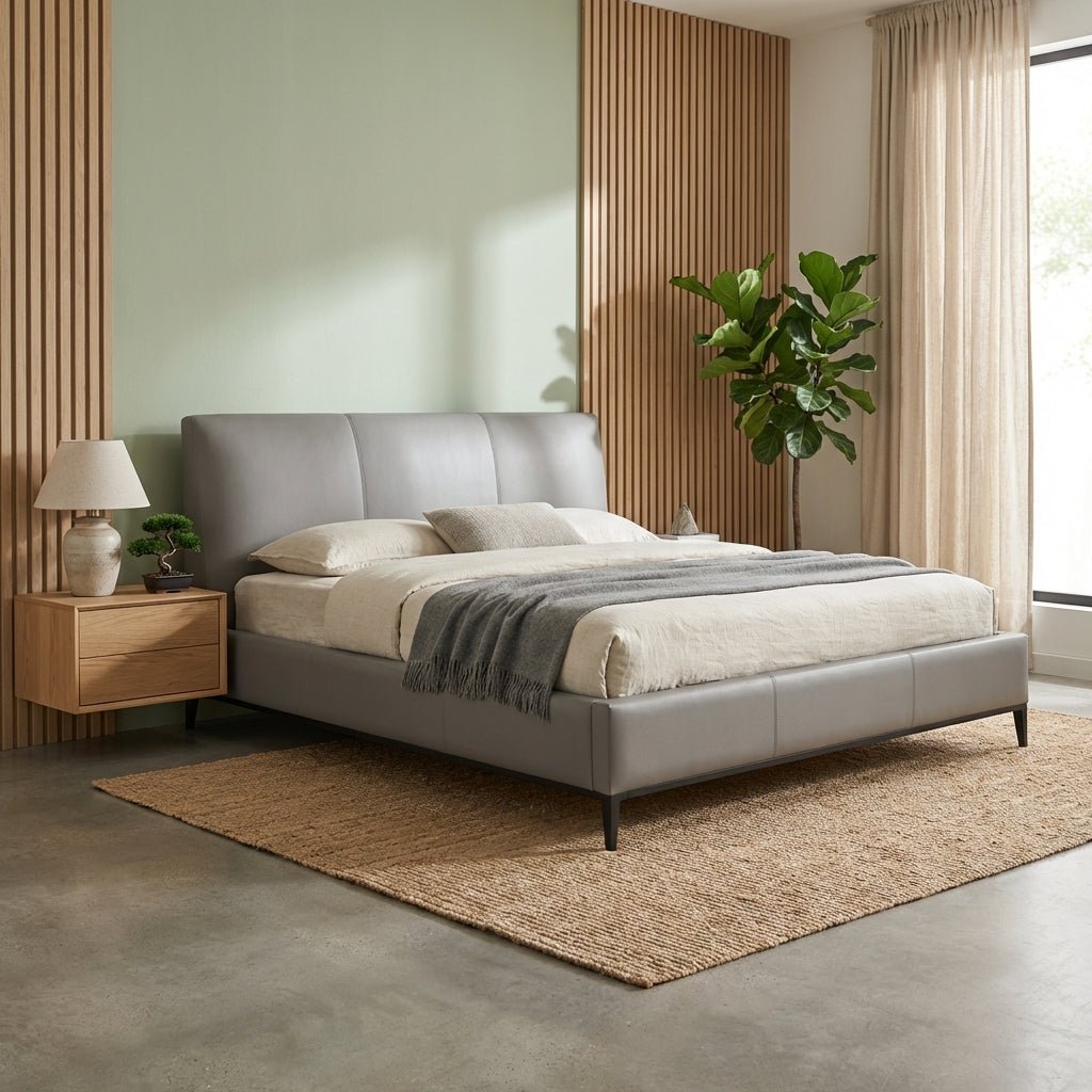 Melbourne Grey Leather Bed