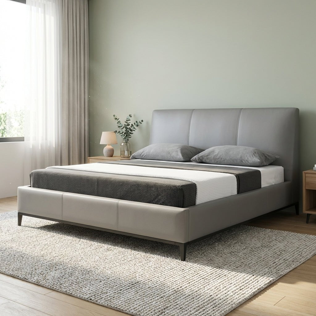 Melbourne Grey Leather Bed