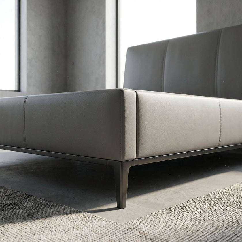 Melbourne Grey Leather Bed