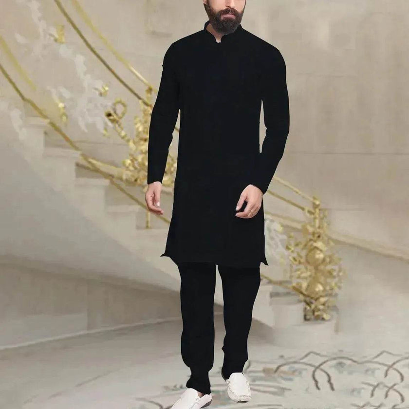Men Arab  Middle Eastern Long Shirt Linen Button