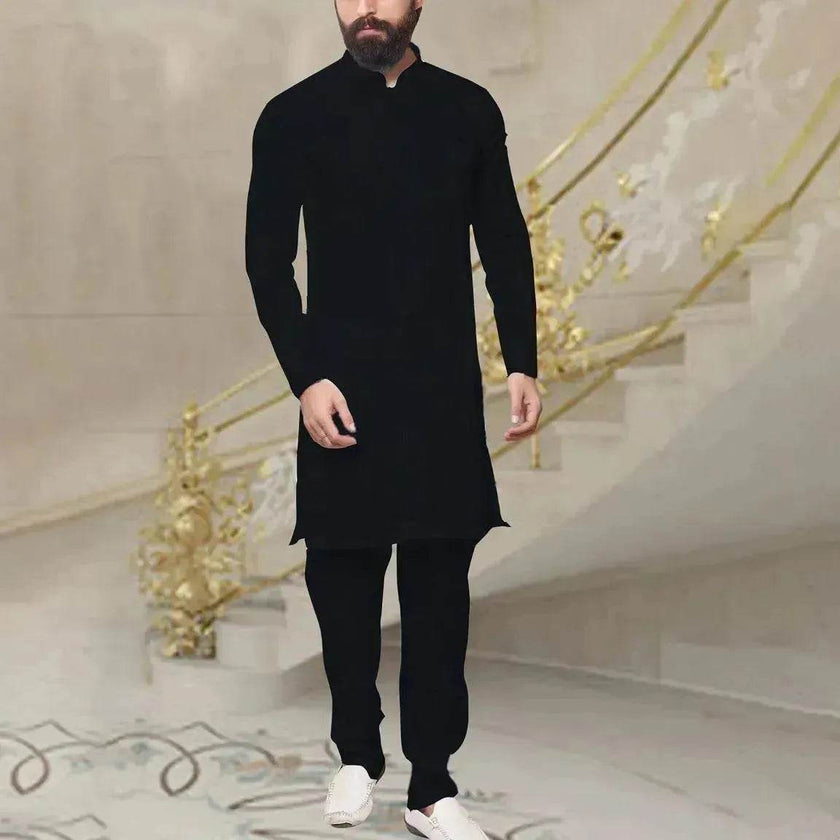 Men Arab  Middle Eastern Long Shirt Linen Button