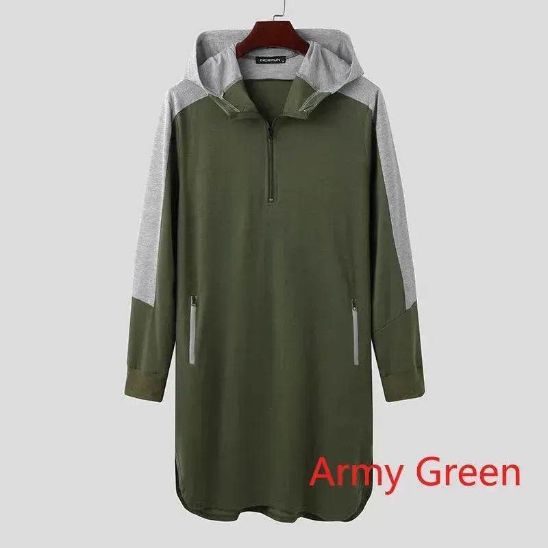 Fashionable and Elegant Men's Arabian matching robe Arab  zipper pocket sweater Moroccan Men's Jalabiya