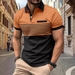 Men's Casual Striped polo T-Shirt With  fake Chest Pocket