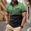 Men's Casual Striped polo T-Shirt With  fake Chest Pocket