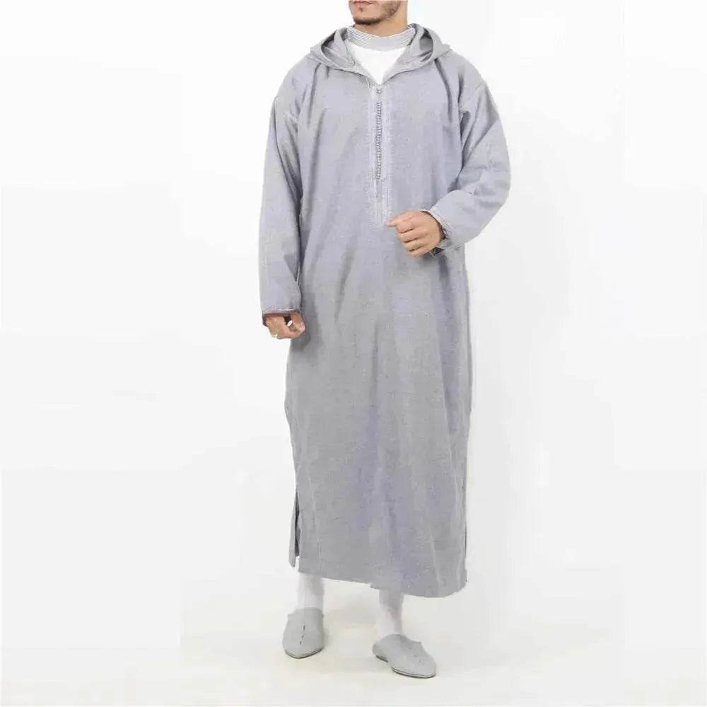 Fashionable and Elegant Men's Fashion Casual Hooded Shirt Arab  Robe Moroccan Men's Jalabiya