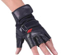 Men's  PU Leather Motorcycle Riding Weight Lifting Gym Workout Outdoor Fingerless Glove