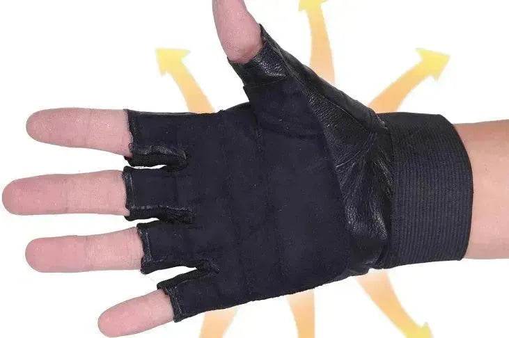 Men's  PU Leather Motorcycle Riding Weight Lifting Gym Workout Outdoor Fingerless Glove