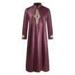 Fashionable and Elegant Men'S Robe Solid Color Embroidered Middle East Arab  Long-Sleeved Foreign Trade Robe Moroccan Men's Jalabiya