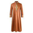Fashionable and Elegant Men'S Robe Solid Color Embroidered Middle East Arab  Long-Sleeved Foreign Trade Robe Moroccan Men's Jalabiya