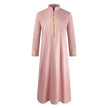 Fashionable and Elegant Men'S Robe Solid Color Embroidered Middle East Arab  Long-Sleeved Foreign Trade Robe Moroccan Men's Jalabiya