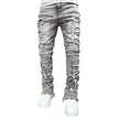 Stacked Denim Jeans Men – Patched Slim Fit Pants