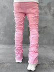 Stacked Denim Jeans Men – Patched Slim Fit Pants