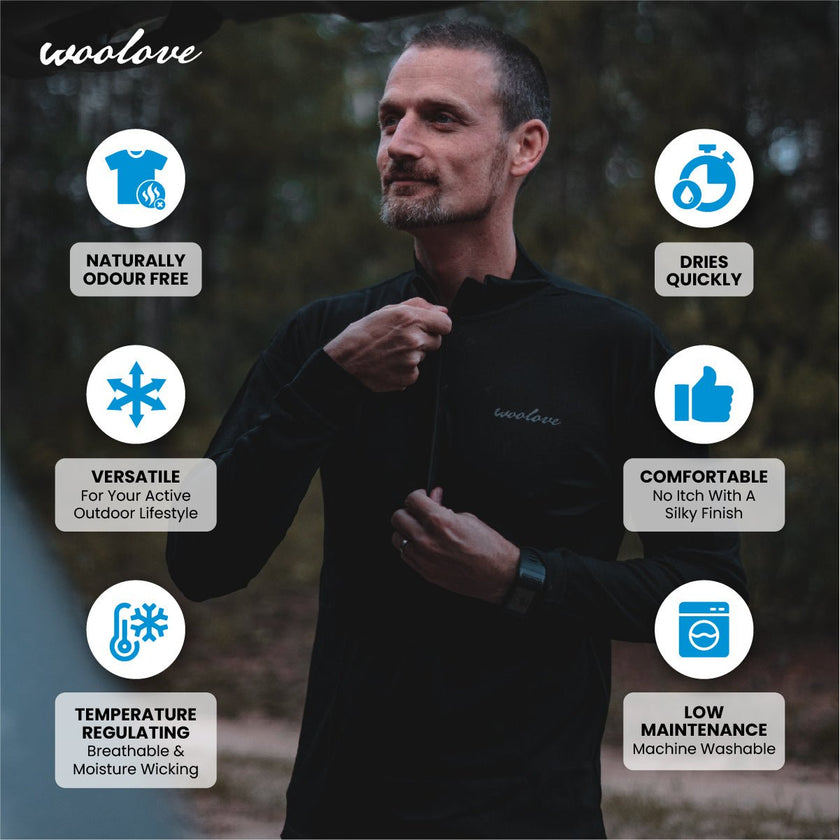 Men's Merino Wool 1/4 Zip Pullover — Midweight