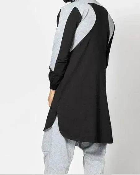 Fashionable and Elegant Mens Colorblock Robe Arab  Zip Pocket Sweatshirt Moroccan Men's Jalabiya