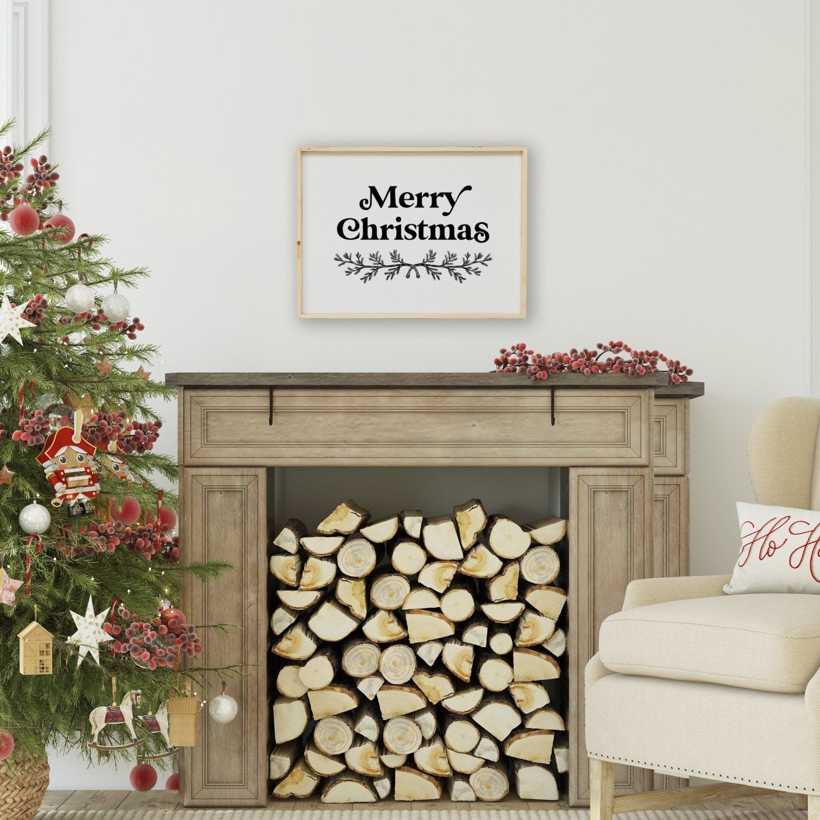 Merry Christmas Large Wood Sign