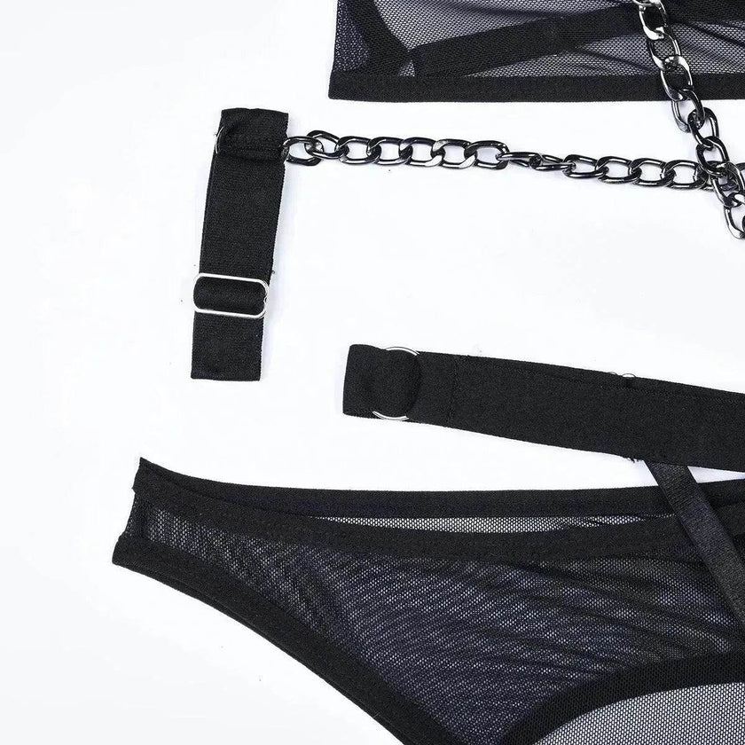 Mesh Erotic Lingerie With Bracelets