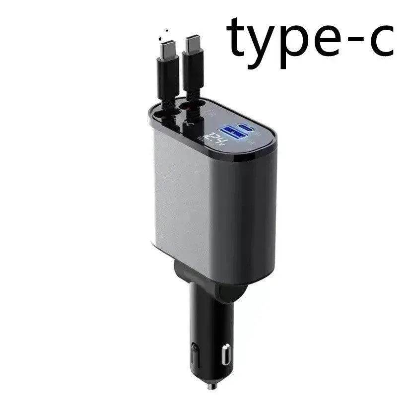Metal Car Charger 100W Super Fast Charging Car USB And TYPE-C Adapter