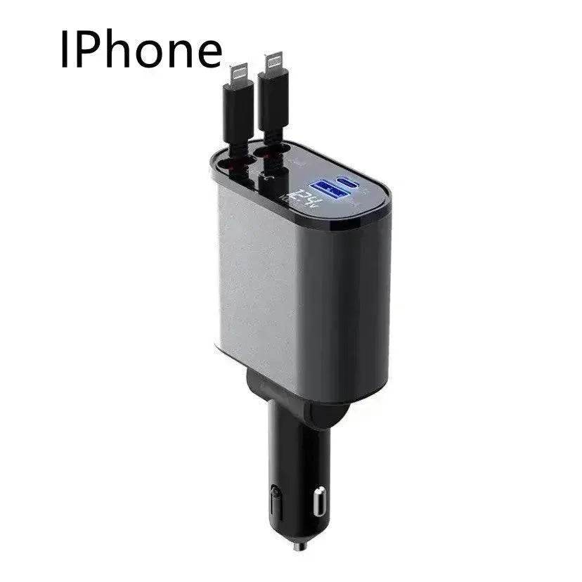 Metal Car Charger 100W Super Fast Charging Car USB And TYPE-C Adapter
