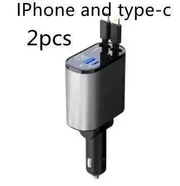 Metal Car Charger 100W Super Fast Charging Car USB And TYPE-C Adapter