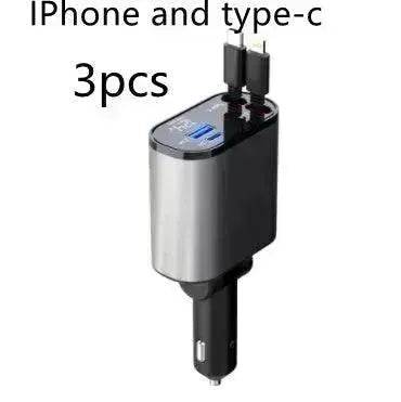 Metal Car Charger 100W Super Fast Charging Car USB And TYPE-C Adapter