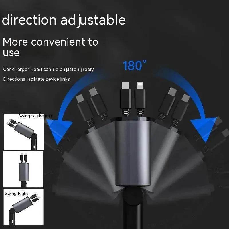 Metal Car Charger 100W Super Fast Charging Car USB And TYPE-C Adapter