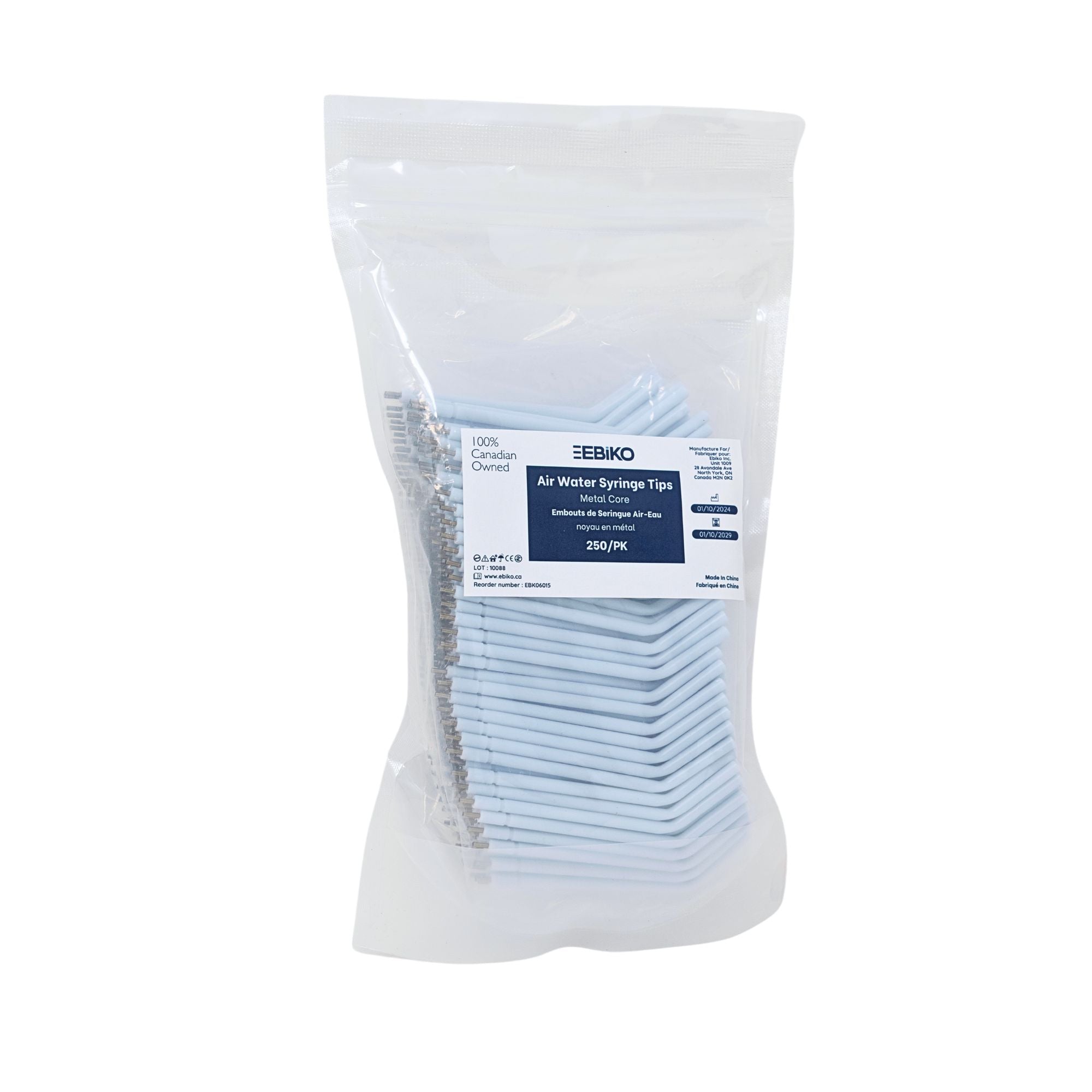 Metal Core Air Water Syringe Tips-White - 250/pk