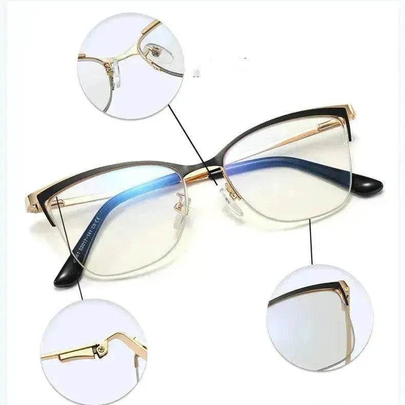 Metal Optic Glasses Frame Square  Plain Color Anti Blue Light for Women and Men