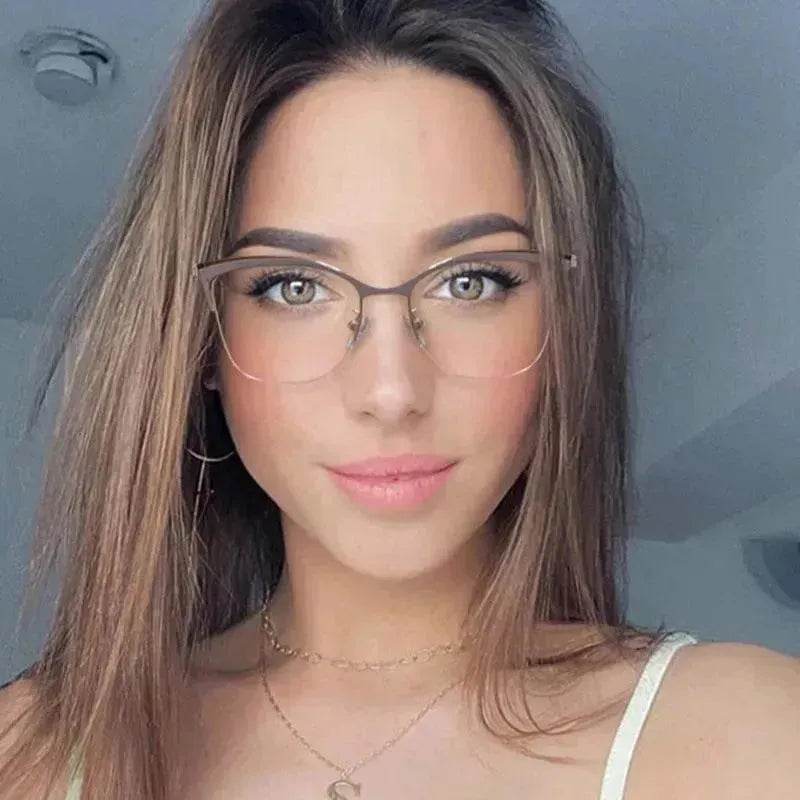 Metal Optic Glasses Frame Square  Plain Color Anti Blue Light for Women and Men