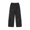 Metal Snap Fastener Detachable Webbing Multi-pocket Wide Leg Straight Overalls