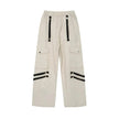 Metal Snap Fastener Detachable Webbing Multi-pocket Wide Leg Straight Overalls