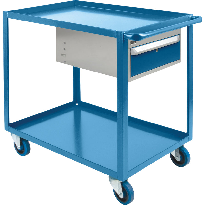 Heavy Duty Shelf Cart with Drawer, 1200 lbs. Capacity, Steel, 24