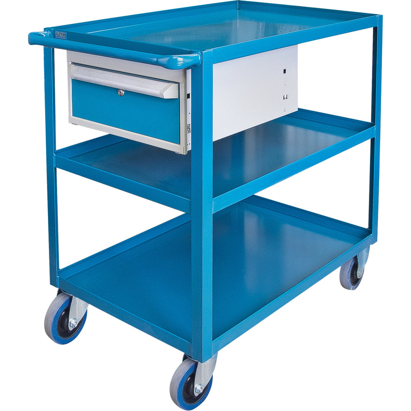 Heavy Duty Shelf Cart with Drawer, 1200 lbs. Capacity, Steel, 24