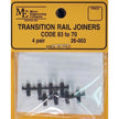 Micro Engineering 26-003 HO Code 83 to 70 Plastic-Insulated Transition Rail Joiners Pkg of 8 NIB