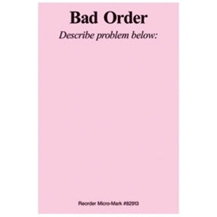Micro-Mark 82913 Bad Order Slips Pad of 100 Pck of 2