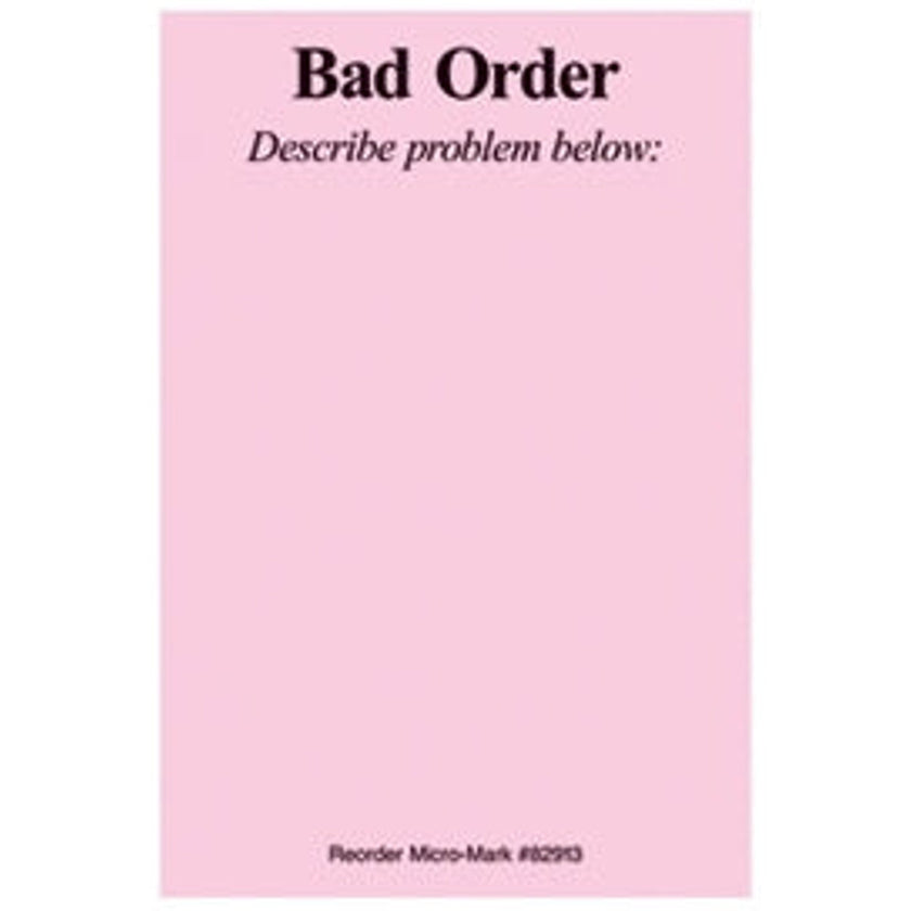 Micro-Mark 82913 Bad Order Slips Pad of 100