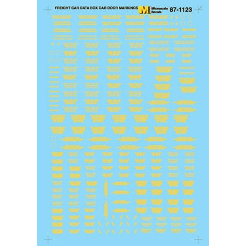 Microscale 87-1123 HO Data Boxcar Door Markings Yellow NIB