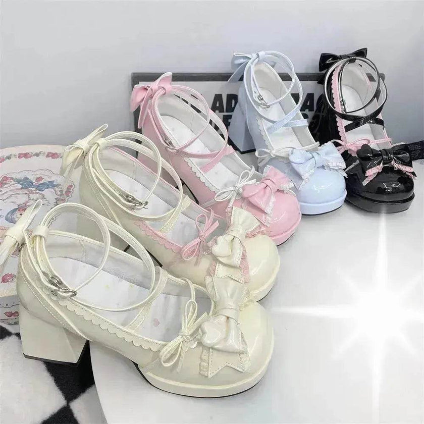 Girls Lolita Platform Mid Heel Shoes – Cute Kawaii Platform Heels EU 34–41