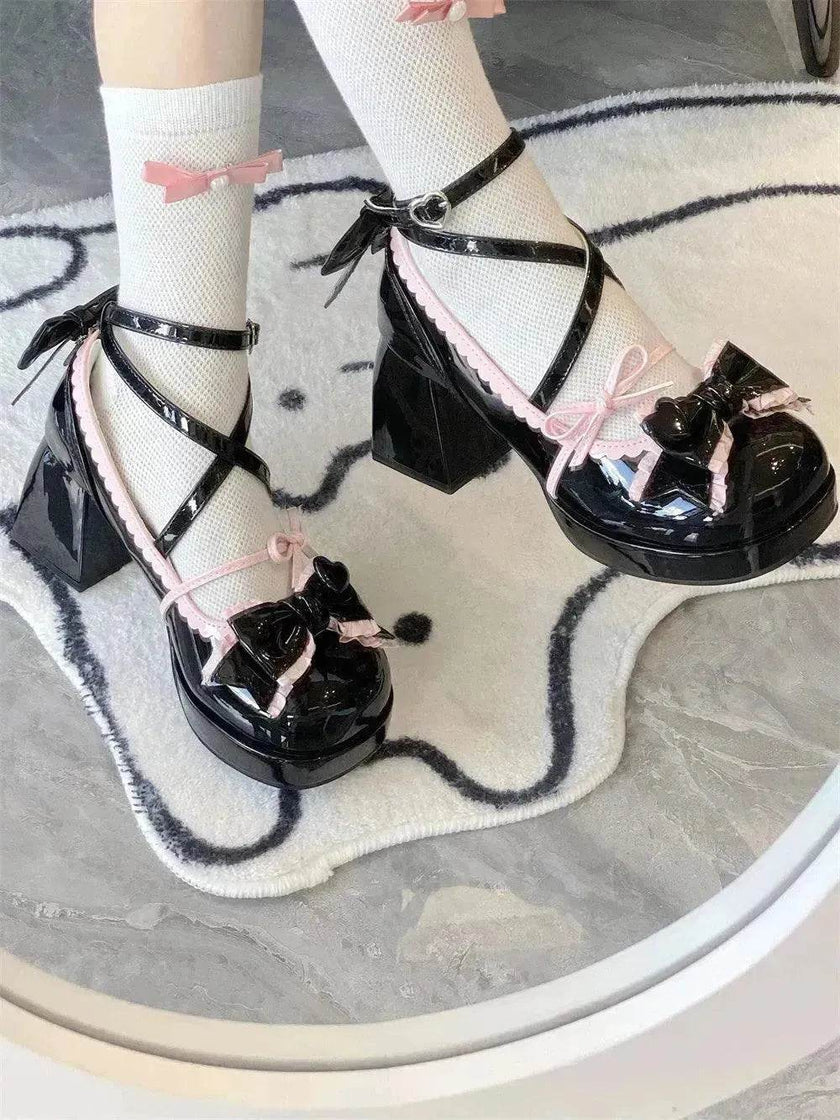 Girls Lolita Platform Mid Heel Shoes – Cute Kawaii Platform Heels EU 34–41