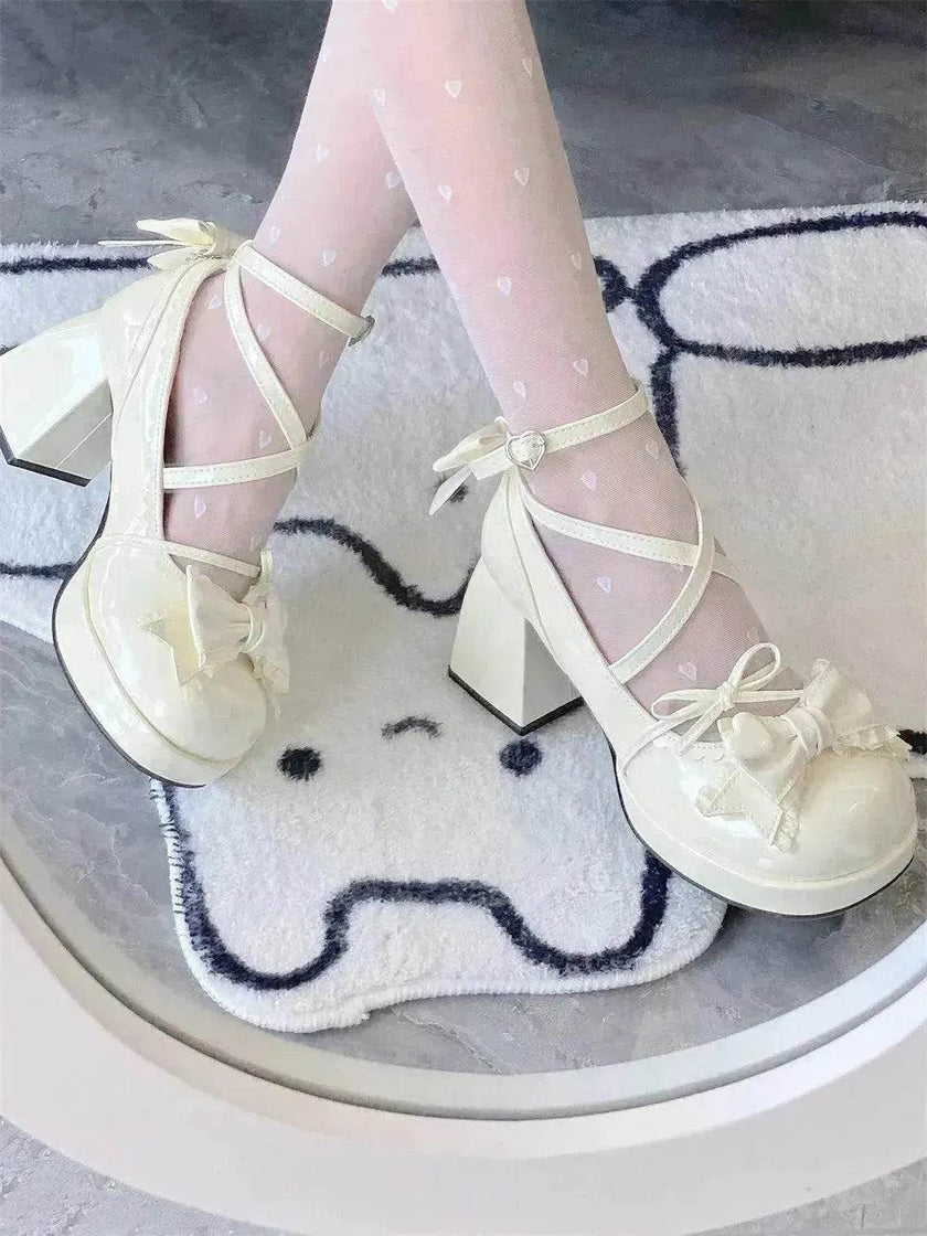 Girls Lolita Platform Mid Heel Shoes – Cute Kawaii Platform Heels EU 34–41