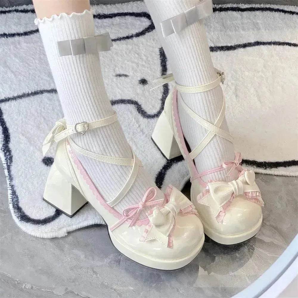 Girls Lolita Platform Mid Heel Shoes – Cute Kawaii Platform Heels EU 34–41