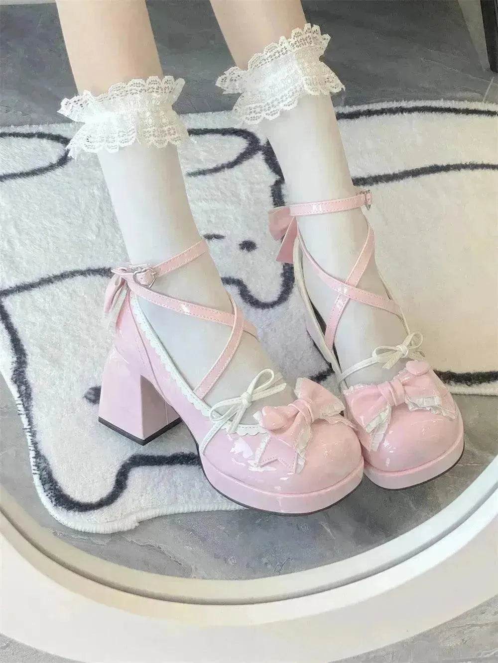 Girls Lolita Platform Mid Heel Shoes – Cute Kawaii Platform Heels EU 34–41