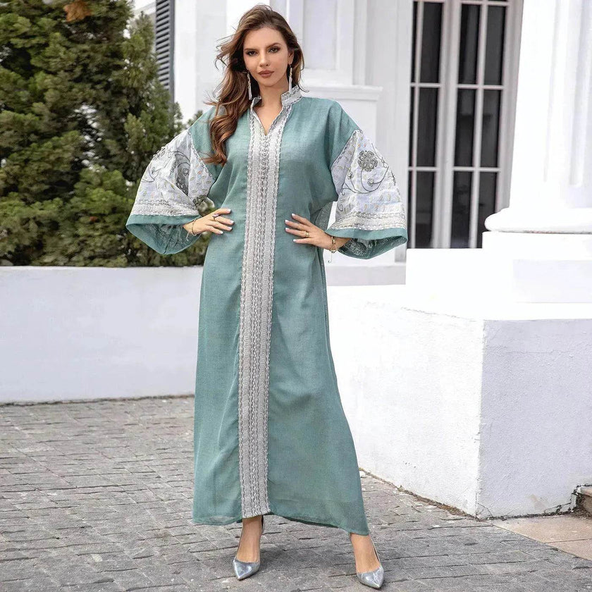 Middle East Foreign Trade Arab Robe New Embroidered Women's Gown