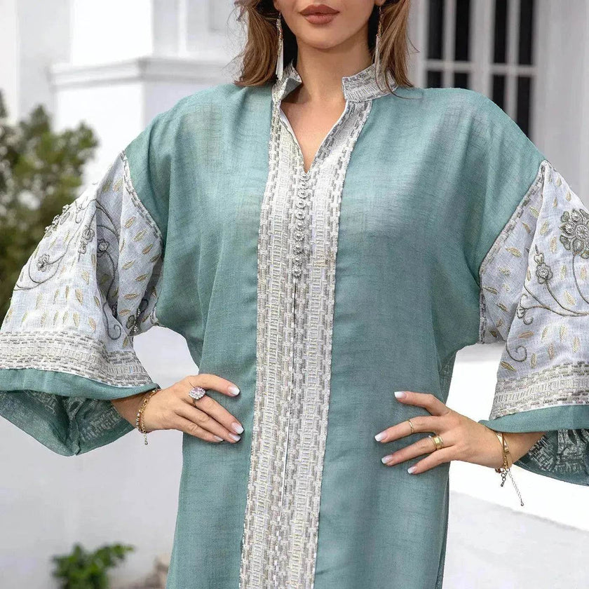 Middle East Foreign Trade Arab Robe New Embroidered Women's Gown