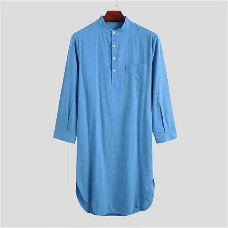 Fashionable and Elegant Middle Eastern Arab  Stand Collar Robe Moroccan Men's Jalabiya
