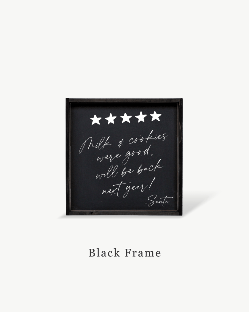 Milk & Cookies Santa Review - Framed Christmas Print