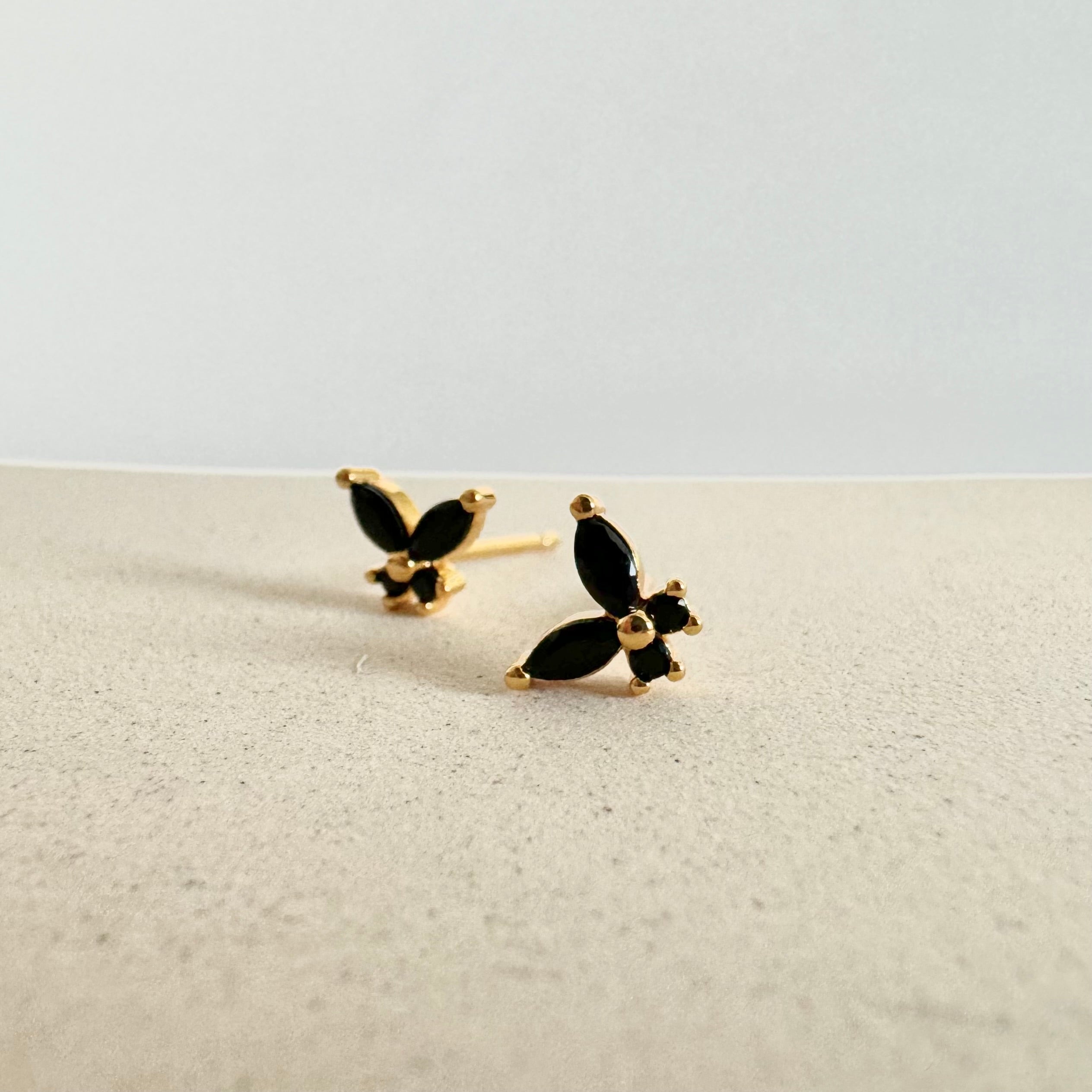 Mini Butterfly Studs- Black Stone