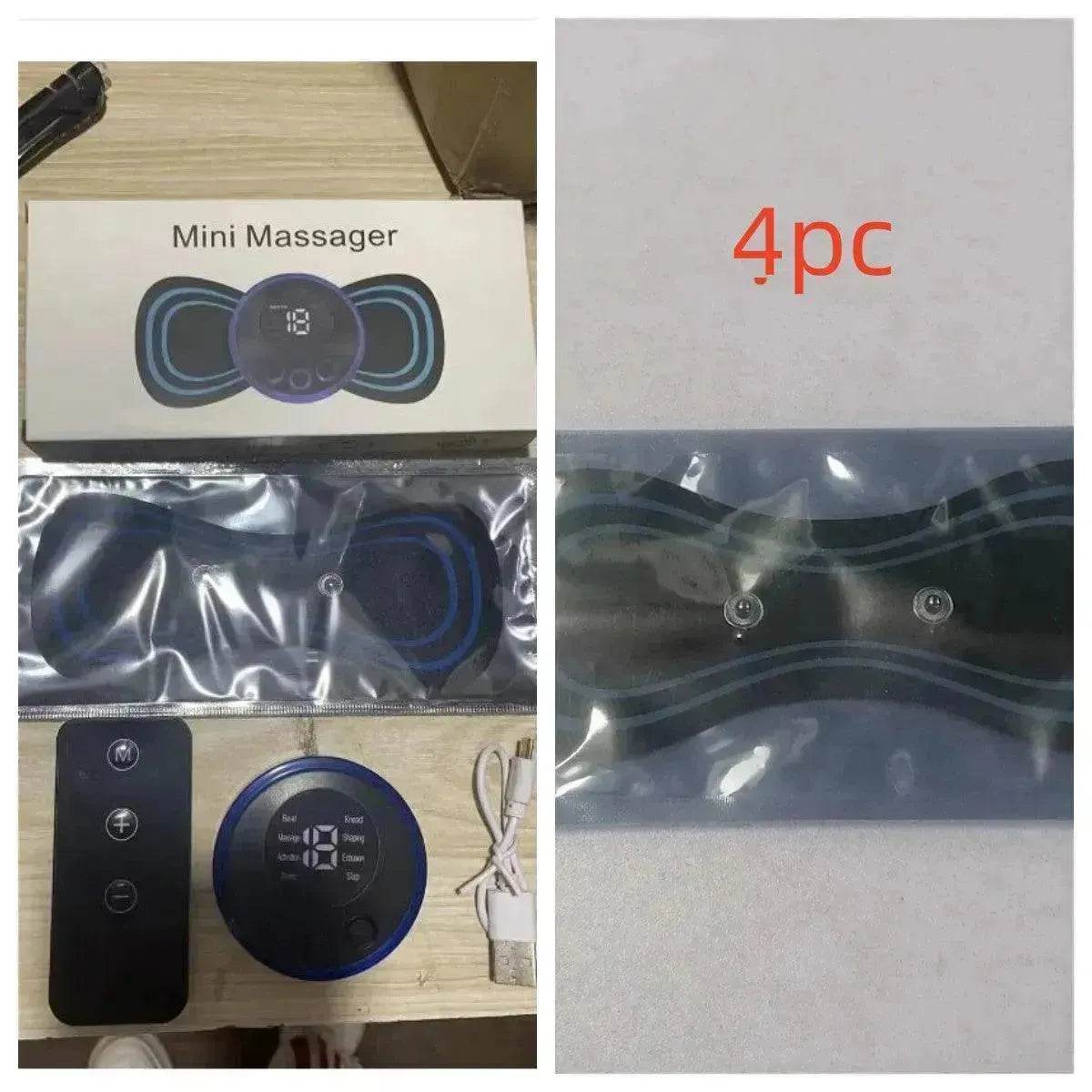 Mini EMS Electrotherapy Massager – Smart LCD Butterfly Pad for Cervical Spine, Waist & Back Relief