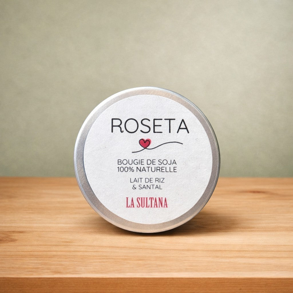 Bougie de soya ROSETA lait de riz & santal