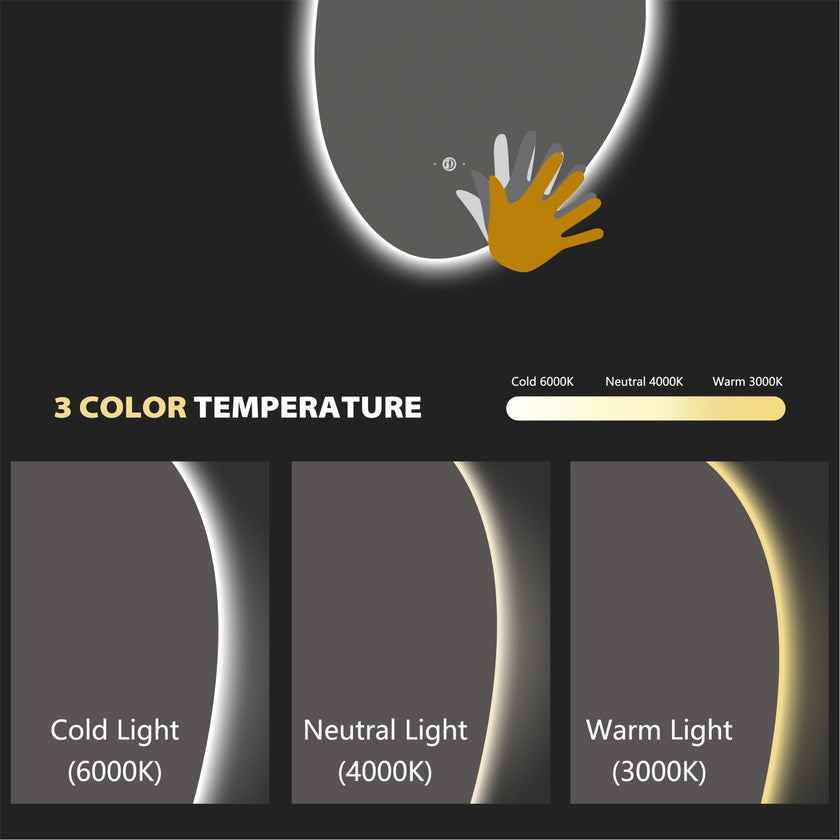 Minimal LED Mirror with Anti-Fog & Touchless Control